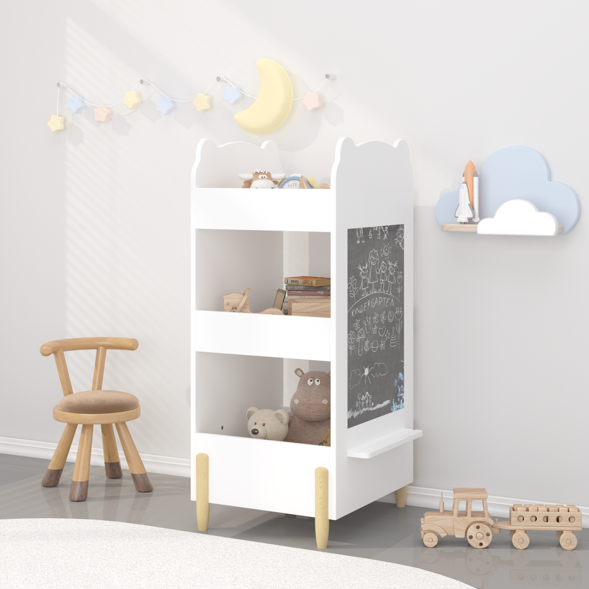 Bärenförmiges Kinderregal mit Kreidetafel