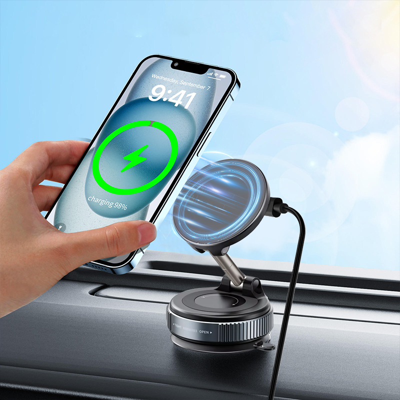 Magnetische Saugnapf-Handyhalterung mit Wireless-Ladefunktion