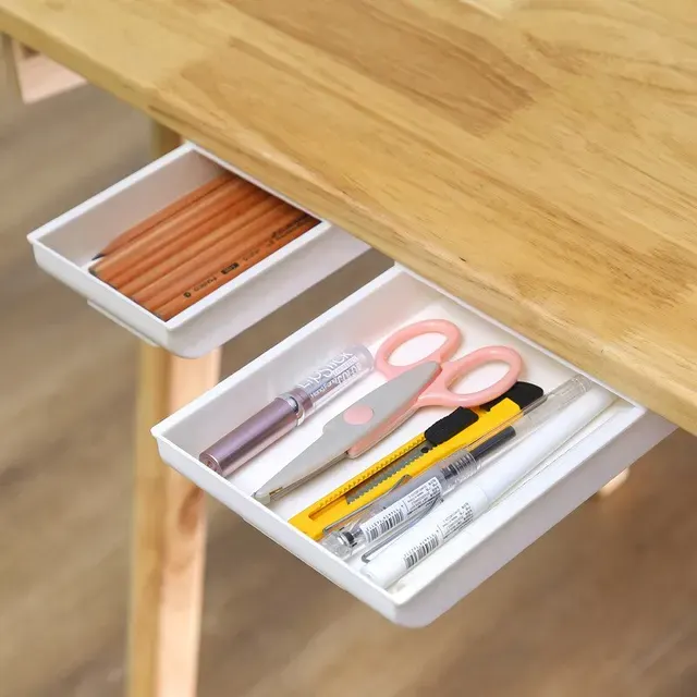 Selbstklebende Unterschubladen-Box aus Weiß 3