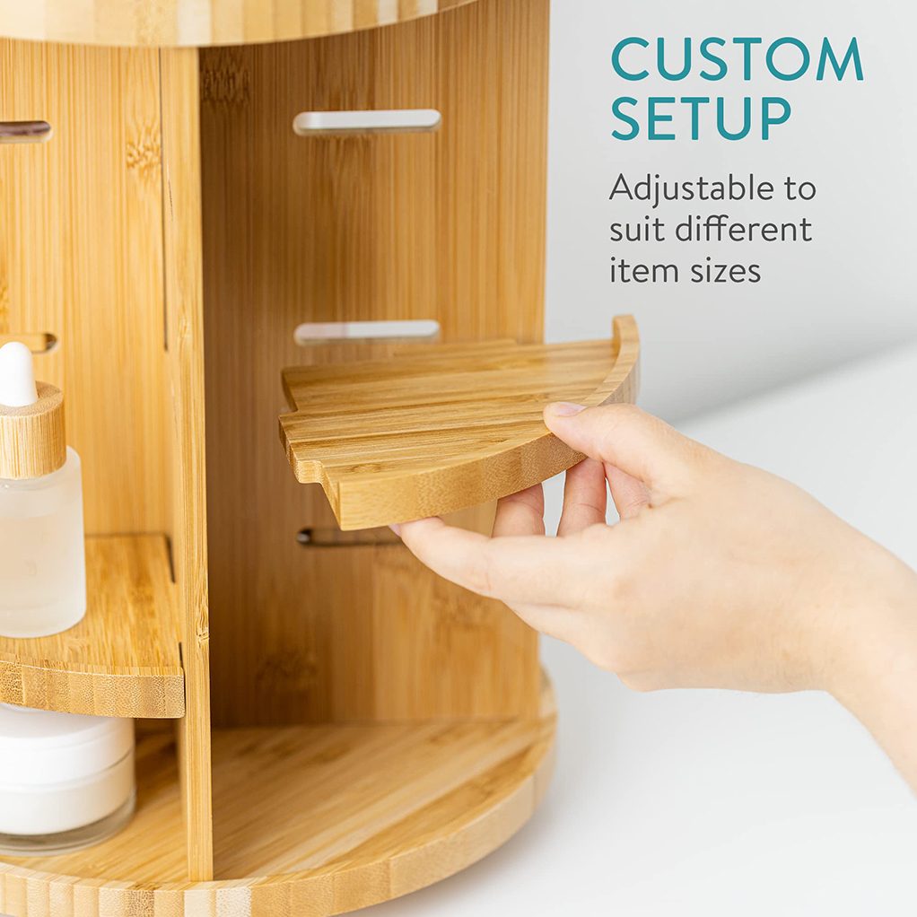 Dreistufiger Bambus-Kosmetikorganizer, drehbar 3