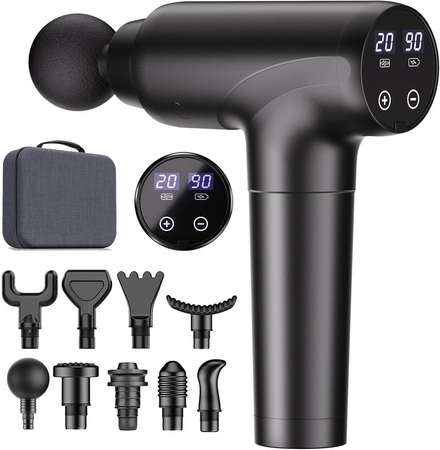 Massagepistole mit 8 Aufsätzen und LCD