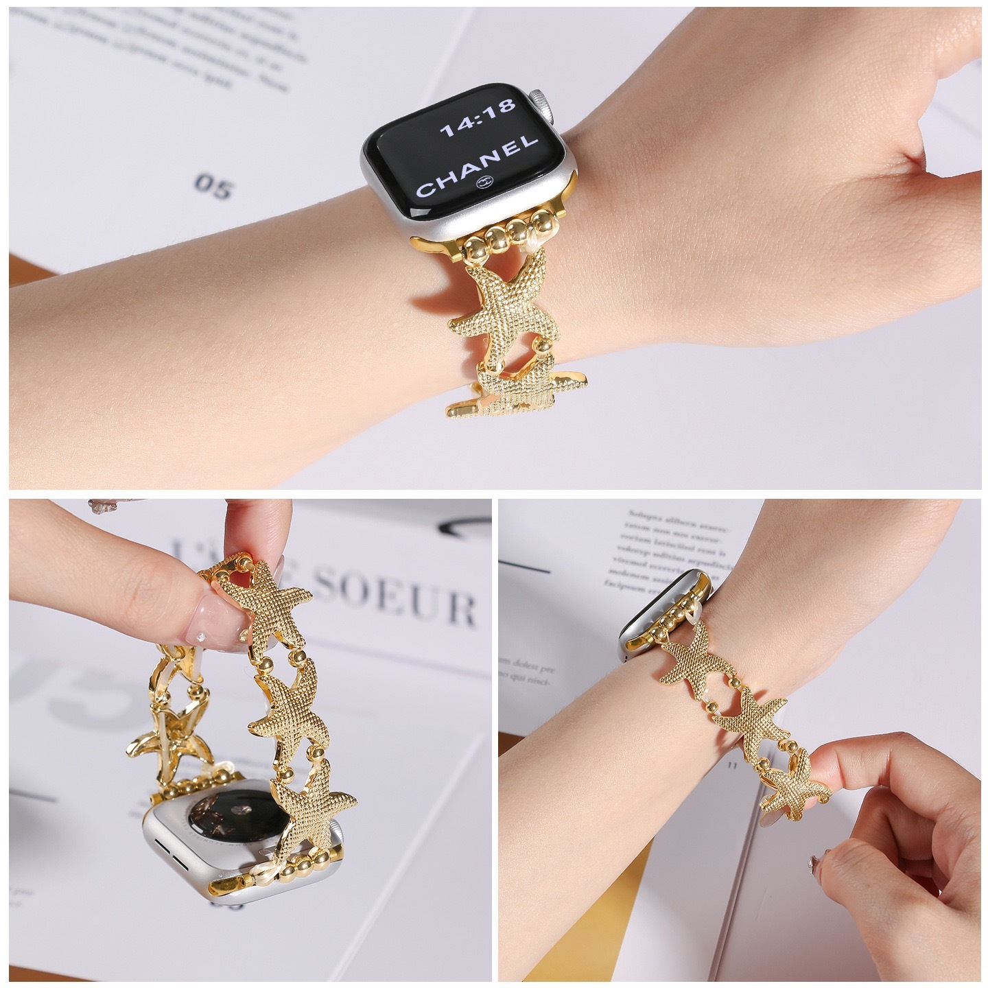 Luxus Edelstahl Armband für Apple Watch Seestern 4