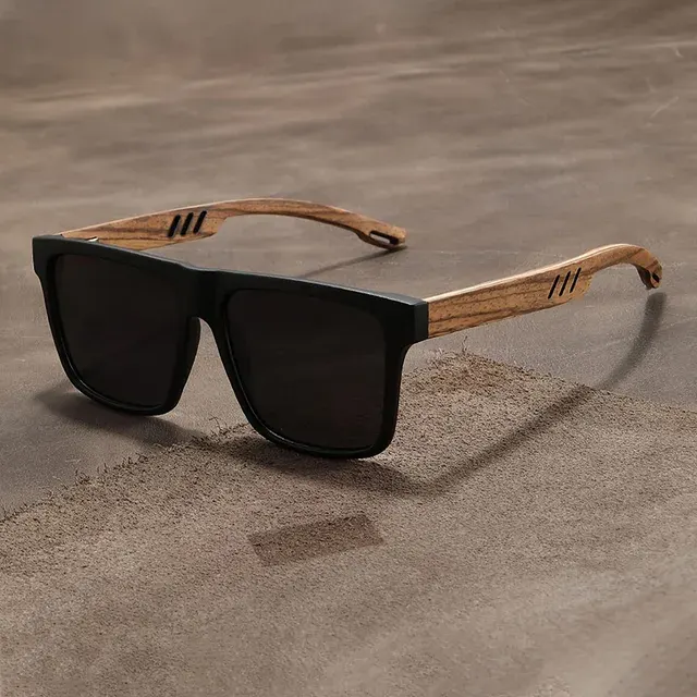 Quadratische Holzmaserung-Sonnenbrille UV400 4