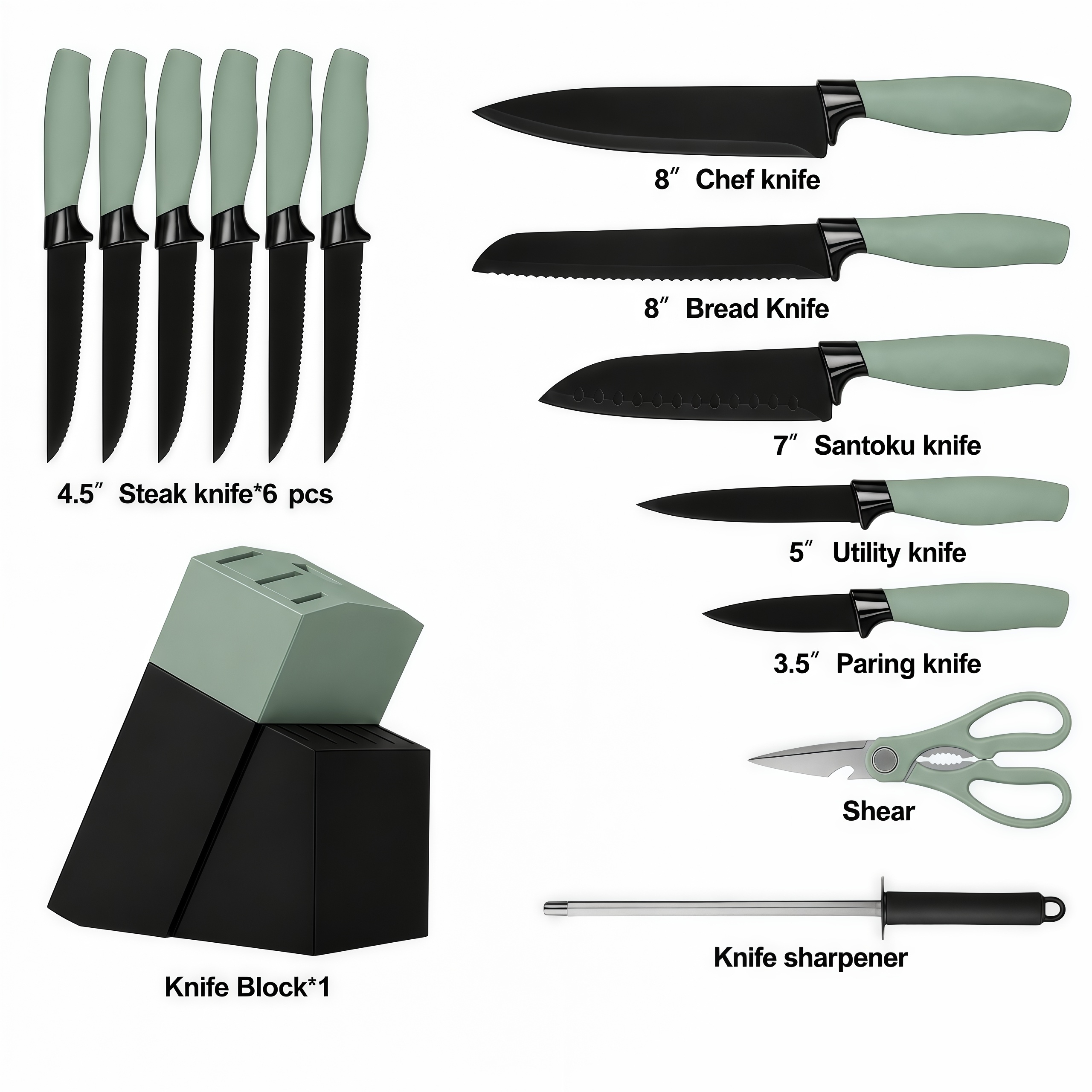 Japanisches Küchenmesser-Set mit Messerblock 3