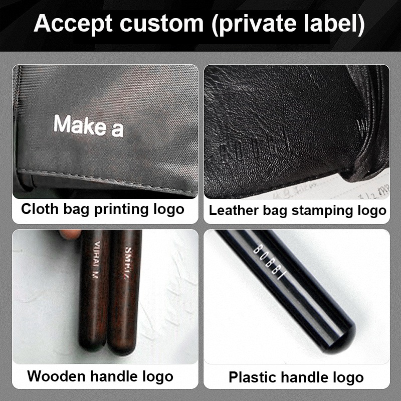 Portables 12-teiliges Make-up-Pinselset mit Etui 2
