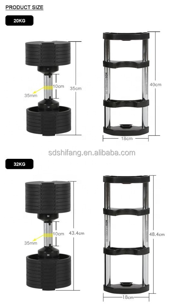 Verstellbares Hantelset 2–40 kg mit Ständer 3