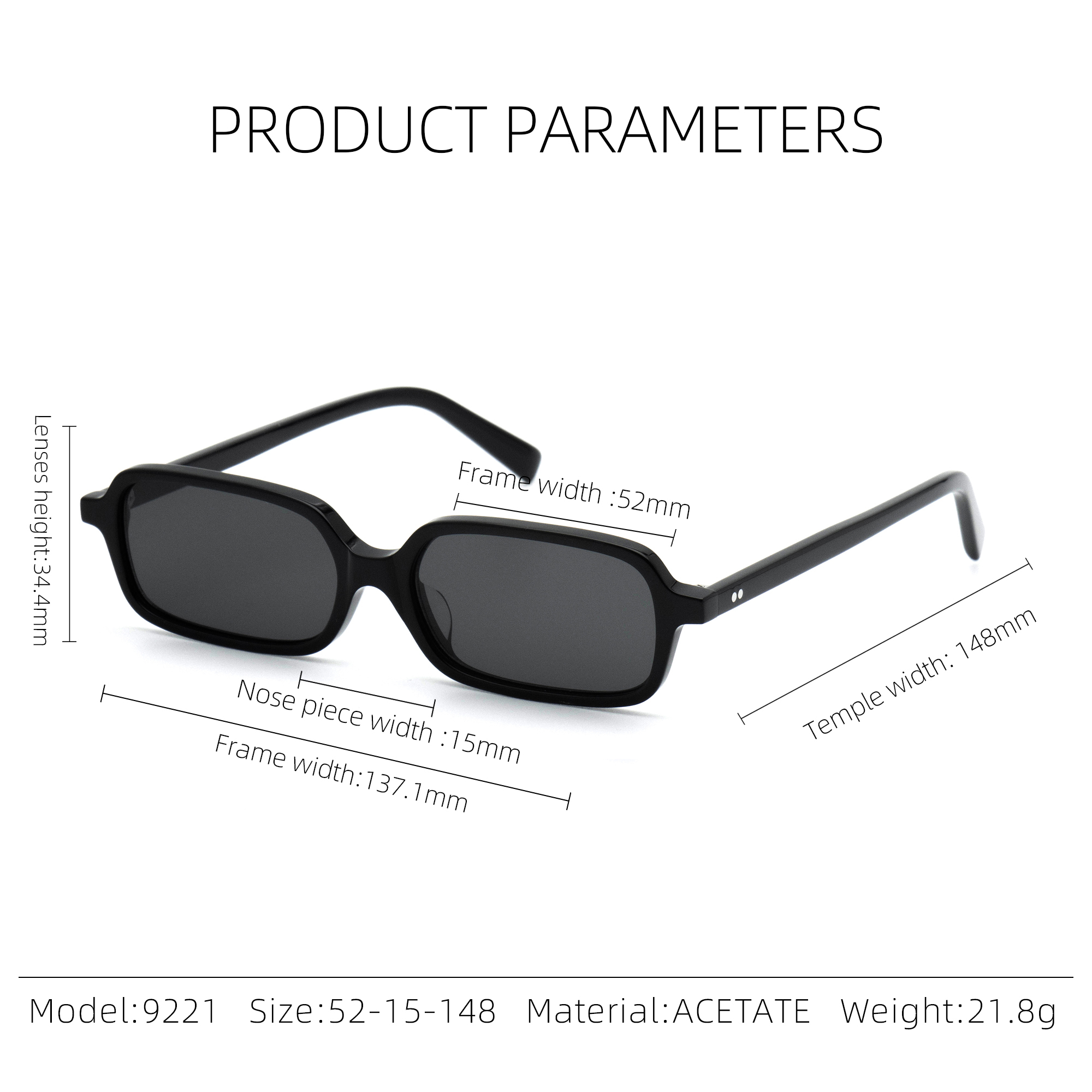 Retro-Rechteck-Sonnenbrille aus Acetat 4