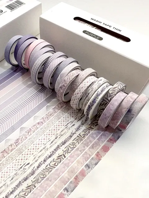 Dünne Washi-Tape-Box mit Blumenmotiven für Tagebücher 4