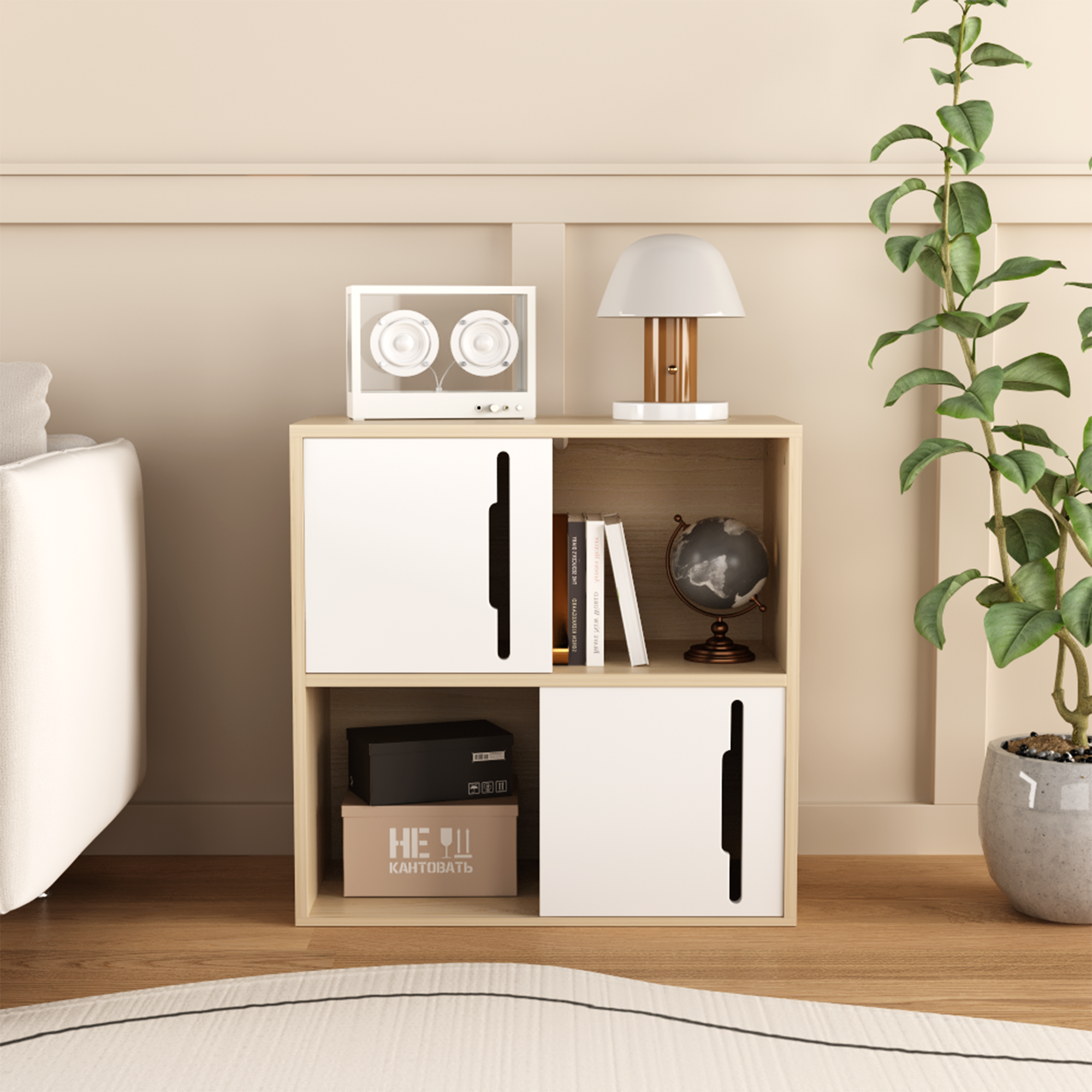 Holzschrank mit Schiebetüren, Naturholz