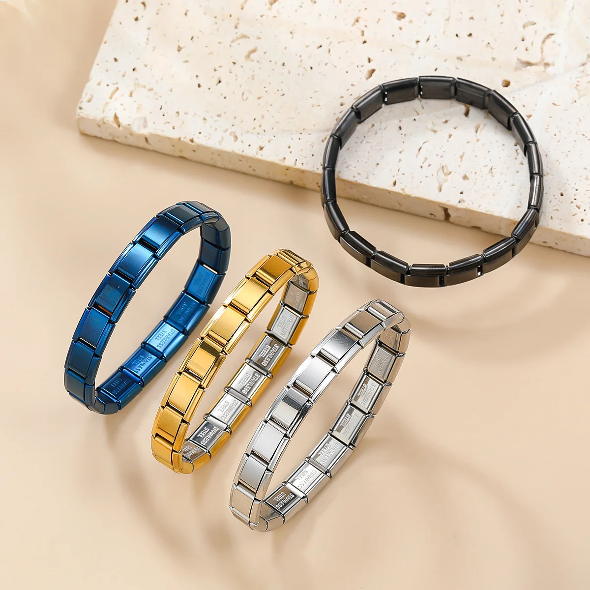 Quadratisches Edelstahl-Armband Italienische Module 2