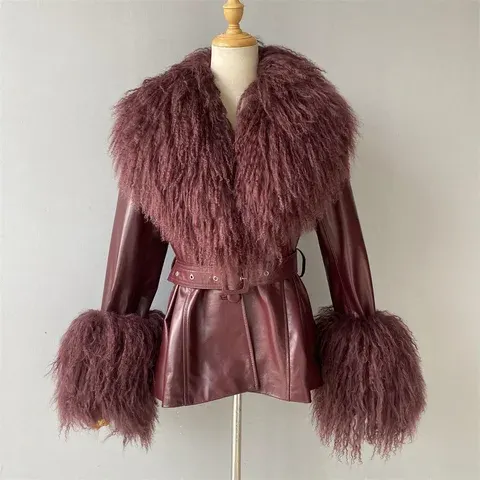 Lederjacke mit Pelzkragen
