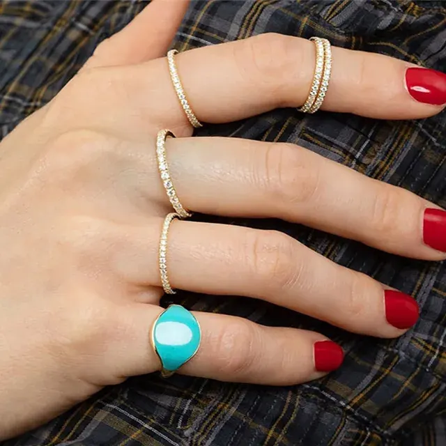 Zirkon-Mikropflaster-Ring für Damen, Kristall 4