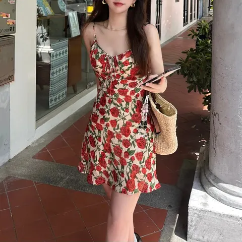 Damen-Trägerkleid mit Blumenmuster