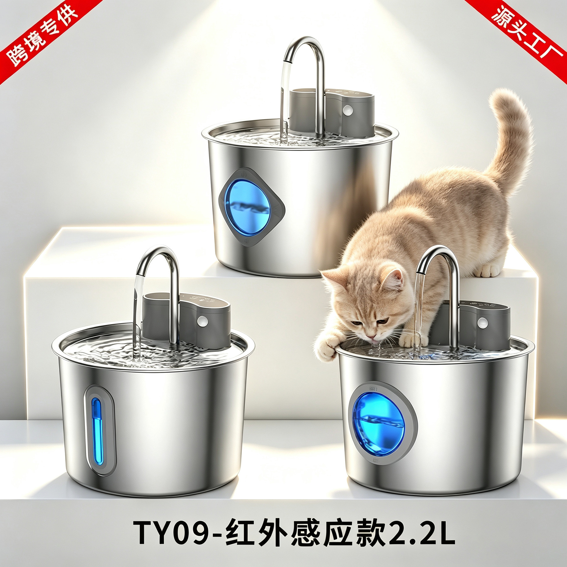 Edelstahl Trinkbrunnen für Katzen und Hunde 2