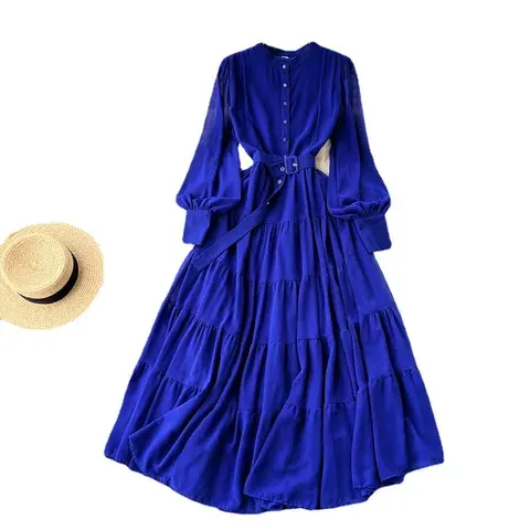 Bodenlanges Strand-Maxikleid V-Ausschnitt Chiffon