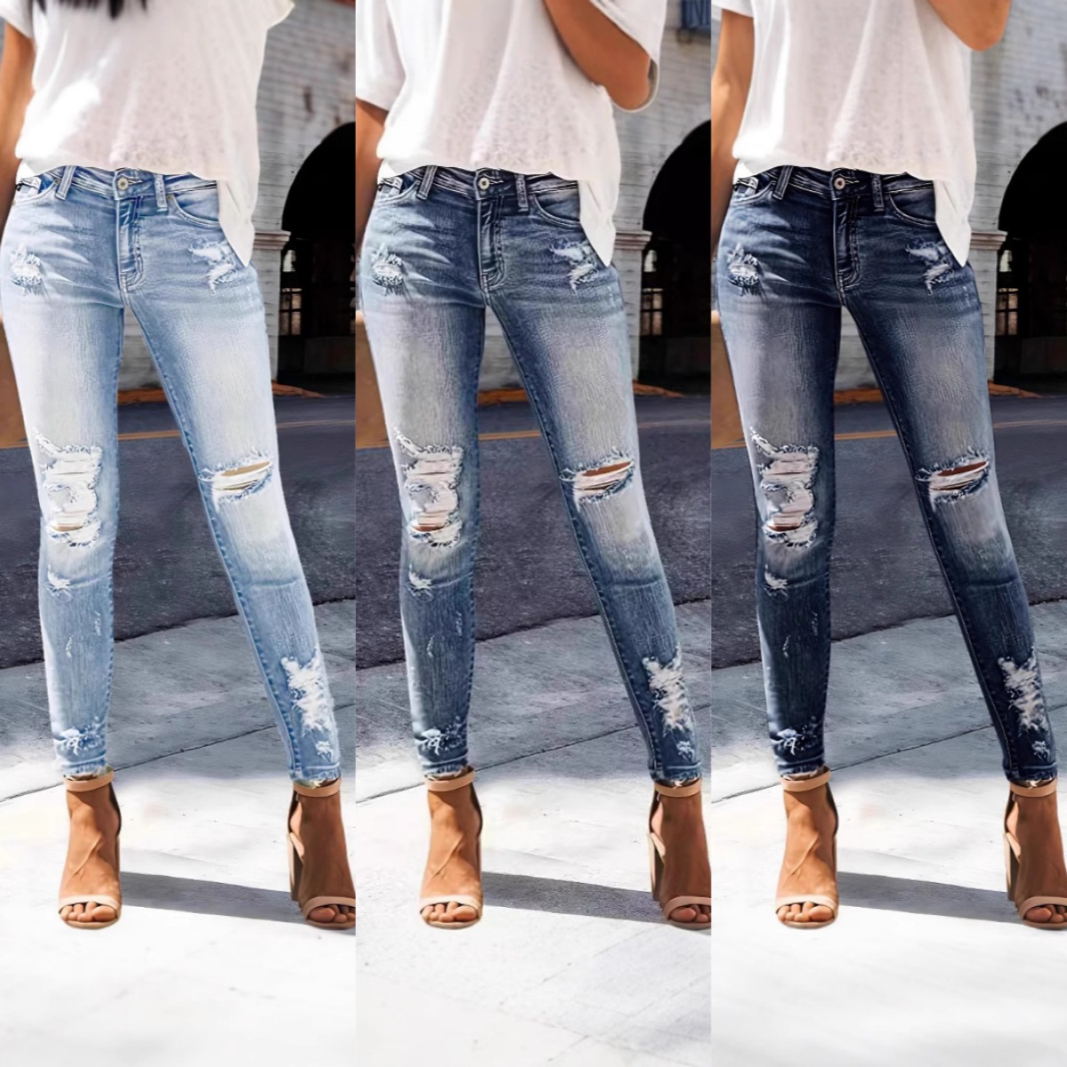 Damen Jeans High Waist Stretch Slim Fit