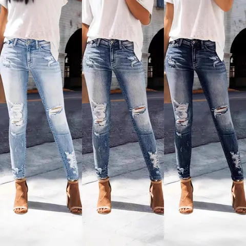 Damen Jeans High Waist Stretch Slim Fit