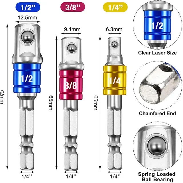 Bohrer-Steckschlüssel-Adapter-Set 3