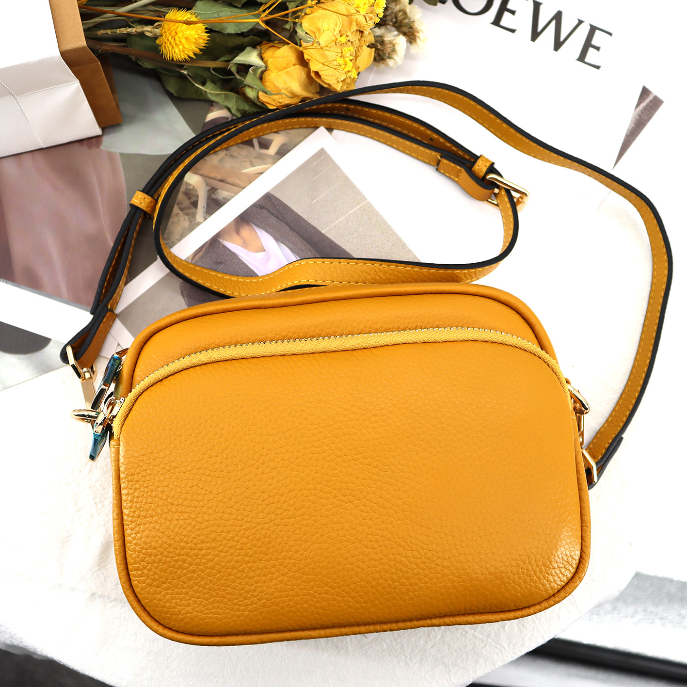 Damen Crossbody Schultertasche aus Leder