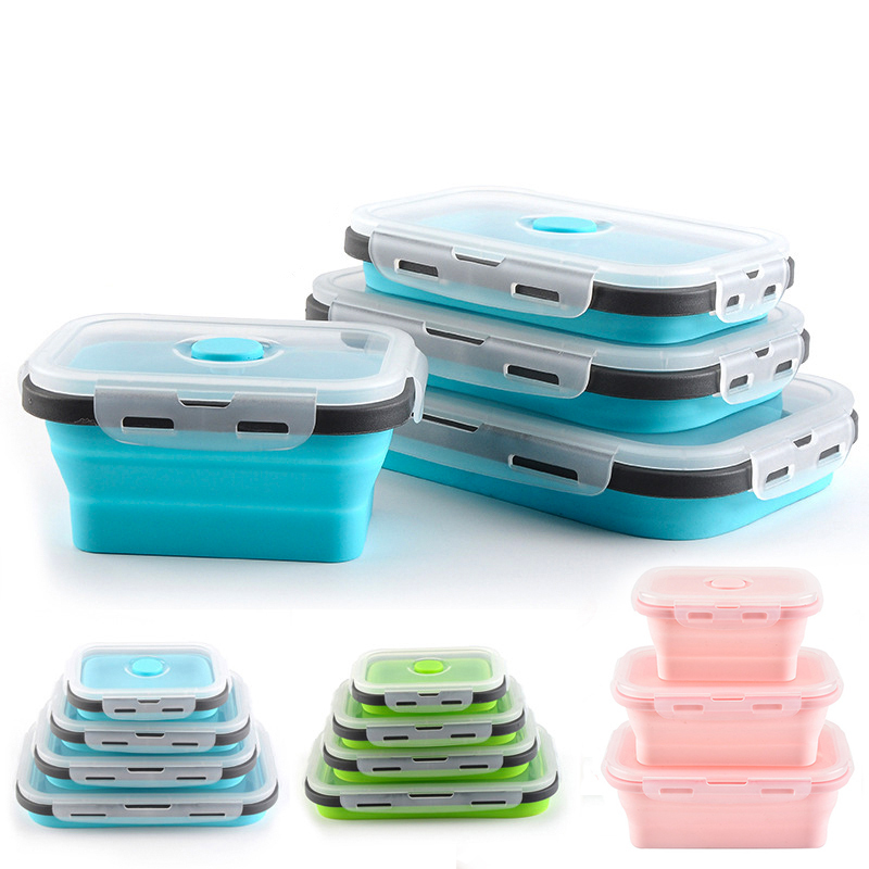 Faltbare Silikon-Lunchbox mikrowellengeeignet
