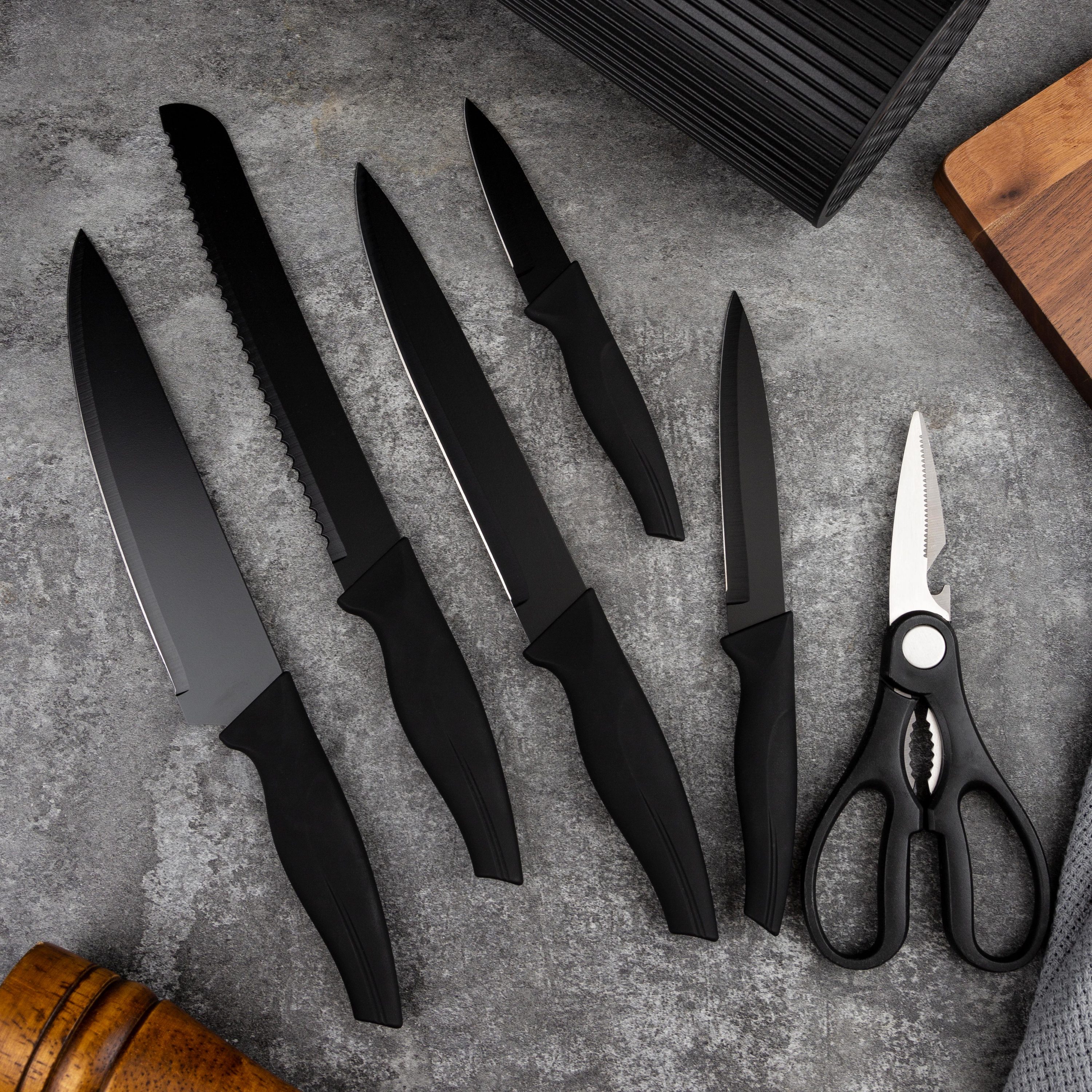 Edelstahl-Kochmesser-Set 6-teilig mit Halter 2