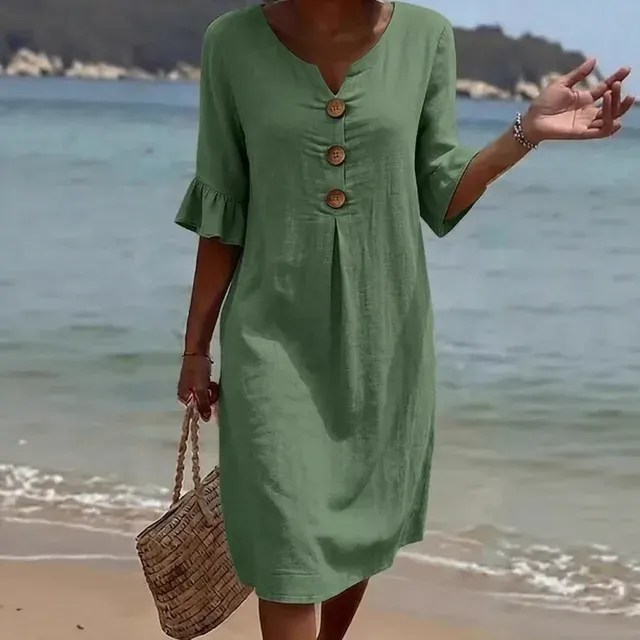 Damen Knopfleisten-Kleid 3