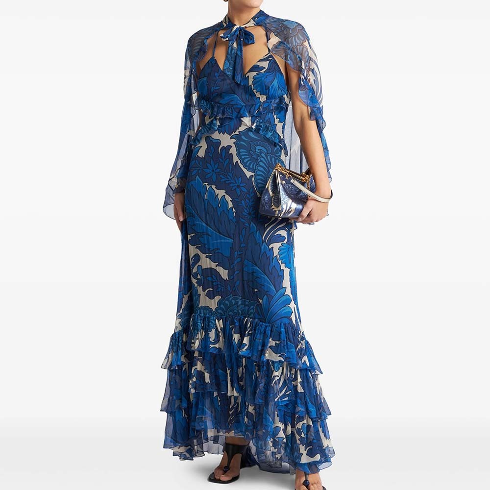 Chiffon-Maxikleid mit Blumenmuster
