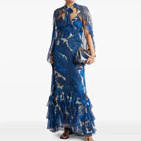 Chiffon-Maxikleid mit Blumenmuster