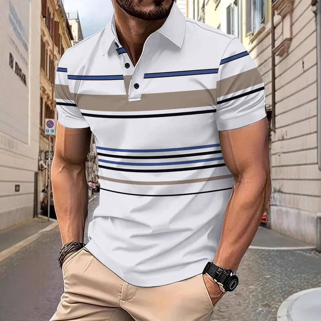 Gestreiftes Herren Kurzarm Sommer T-Shirt