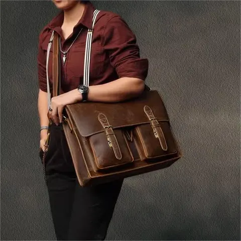 Leder-Laptop-Umhängetasche