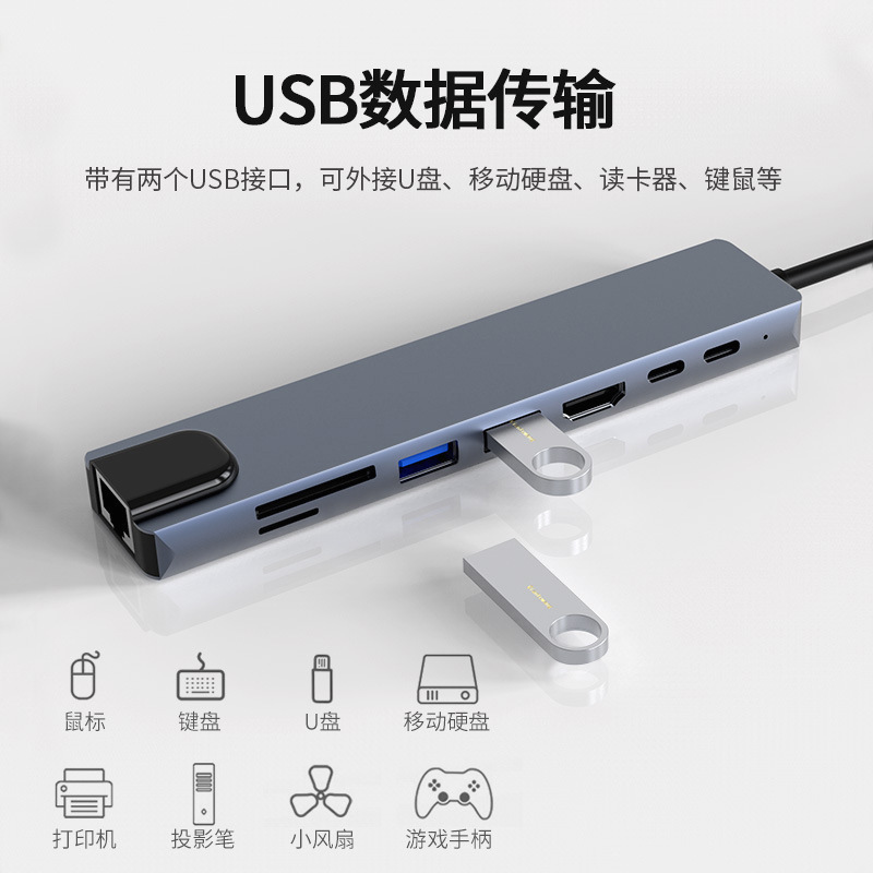 8-in-1 USB-C Hub mit Gigabit-Ethernet 2