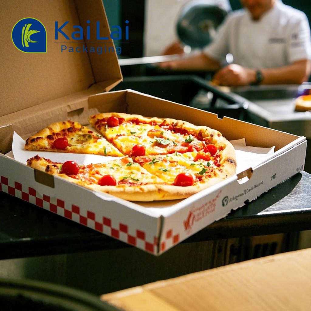 Portable Pizzabox aus Recyclingkarton mit Glanzlaminierung 3