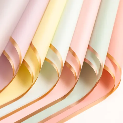 Blumen-Geschenkpapier mit Goldkante, 10 Blatt