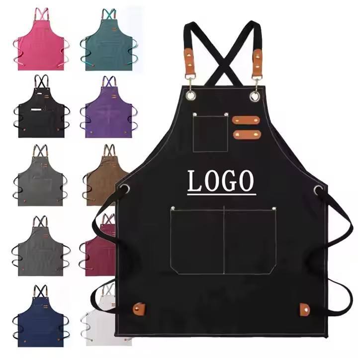 Leder-Canvas-Kochschürze mit Kreuzrückenband
