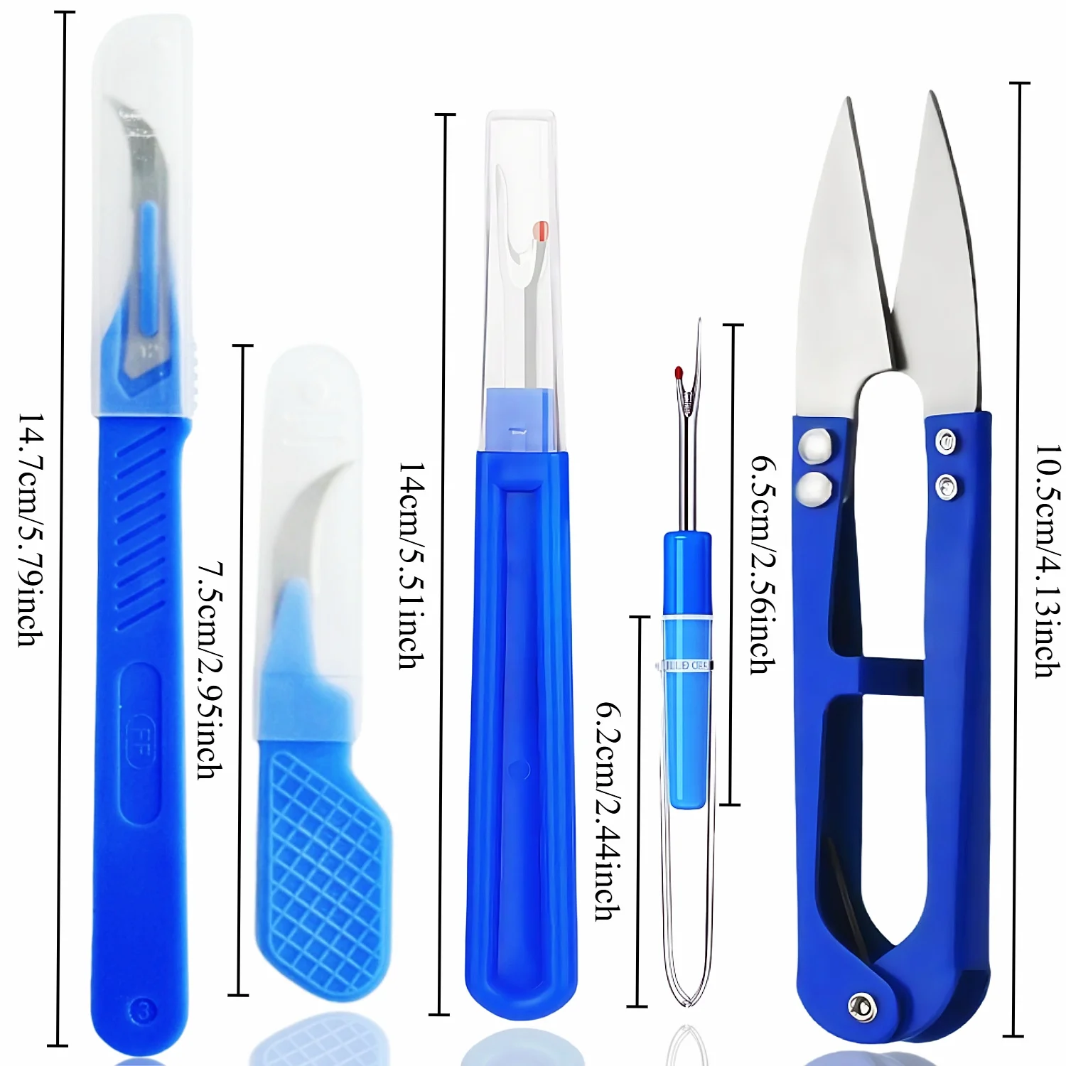 Blaues Nähmaschinen-Nahttrenner-Set, 5-teilig 3