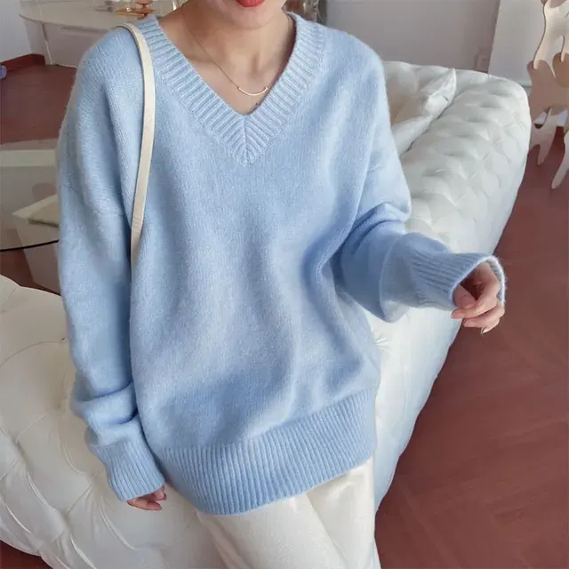 V-Ausschnitt Strickpullover 1