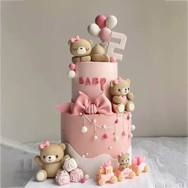 3D-Bär-Tortentopper für Babyparty 3