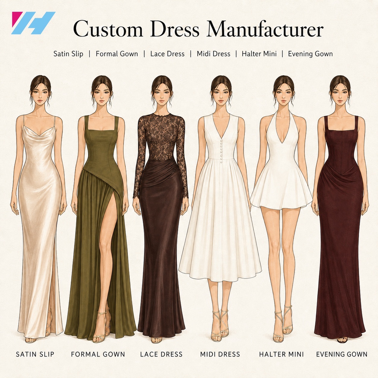 Satin-Slip-Abendkleid mit Spitze für Damen