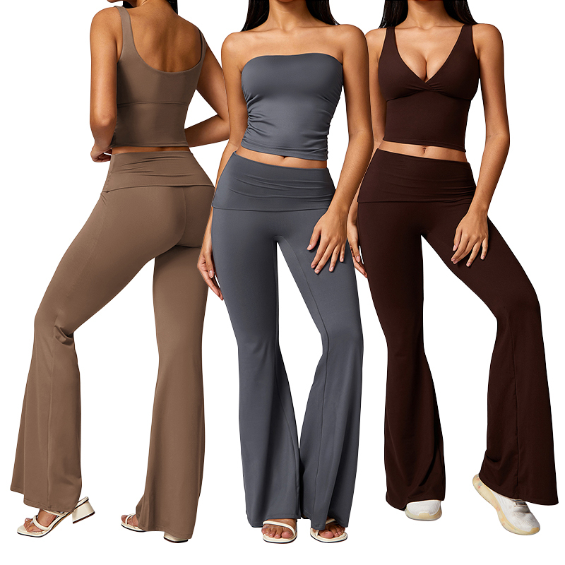 Gerippte Bootcut-Leggings mit hohem Bund