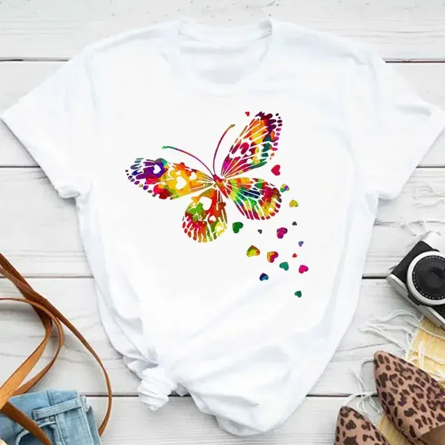 Damen-T-Shirt mit Schmetterlingsdruck 4