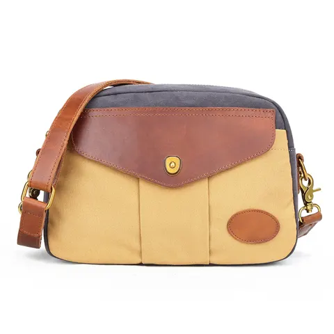 Retro Canvas-Umhängetasche im Colorblock-Look