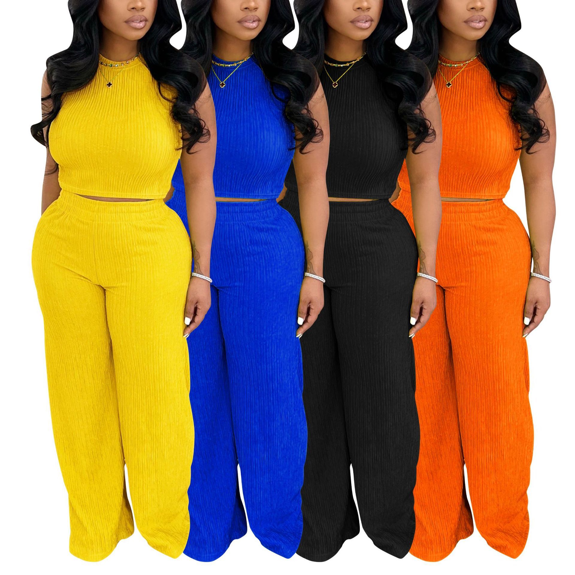 Damen-Neckholder-Top mit Weitem Hosen-Set