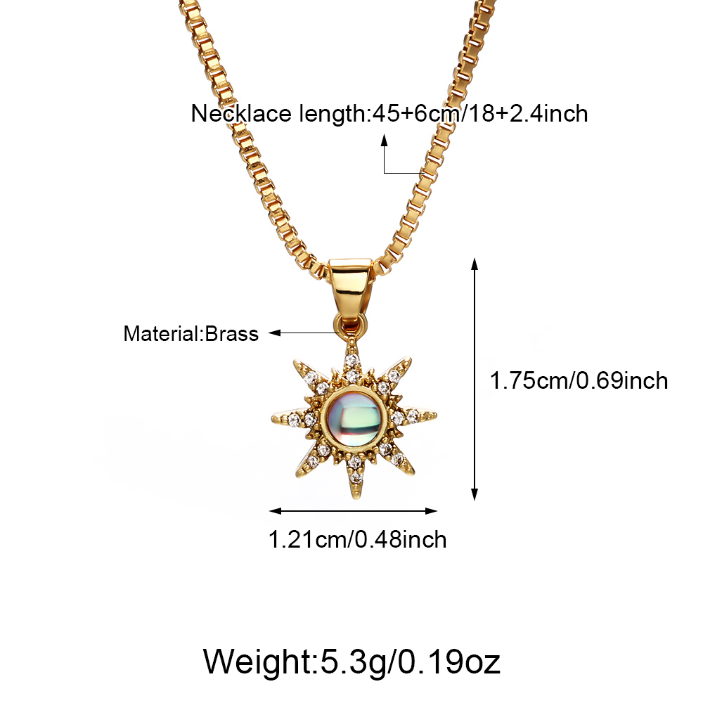 Goldene Sonnen Halskette mit Zirkonia 3