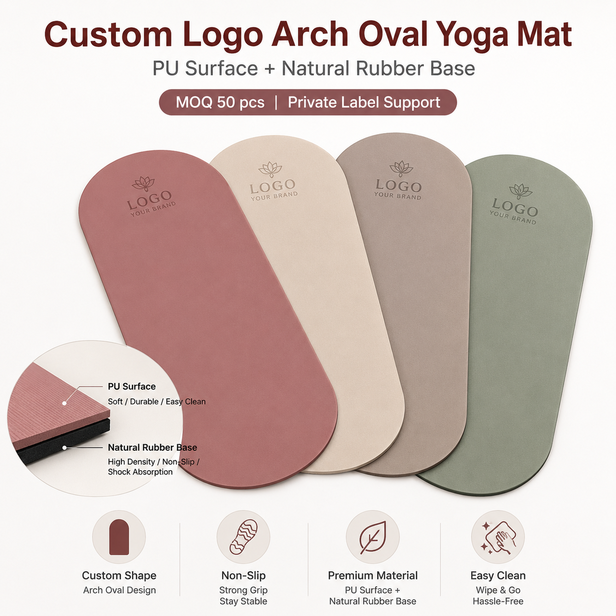 Bogenförmige PU-Yoga-Matte aus Naturkautschuk
