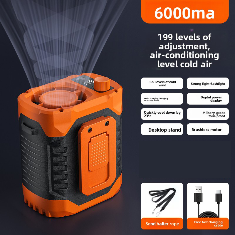 Tragbarer Clip-Ventilator mit LED-Display 6000mAh