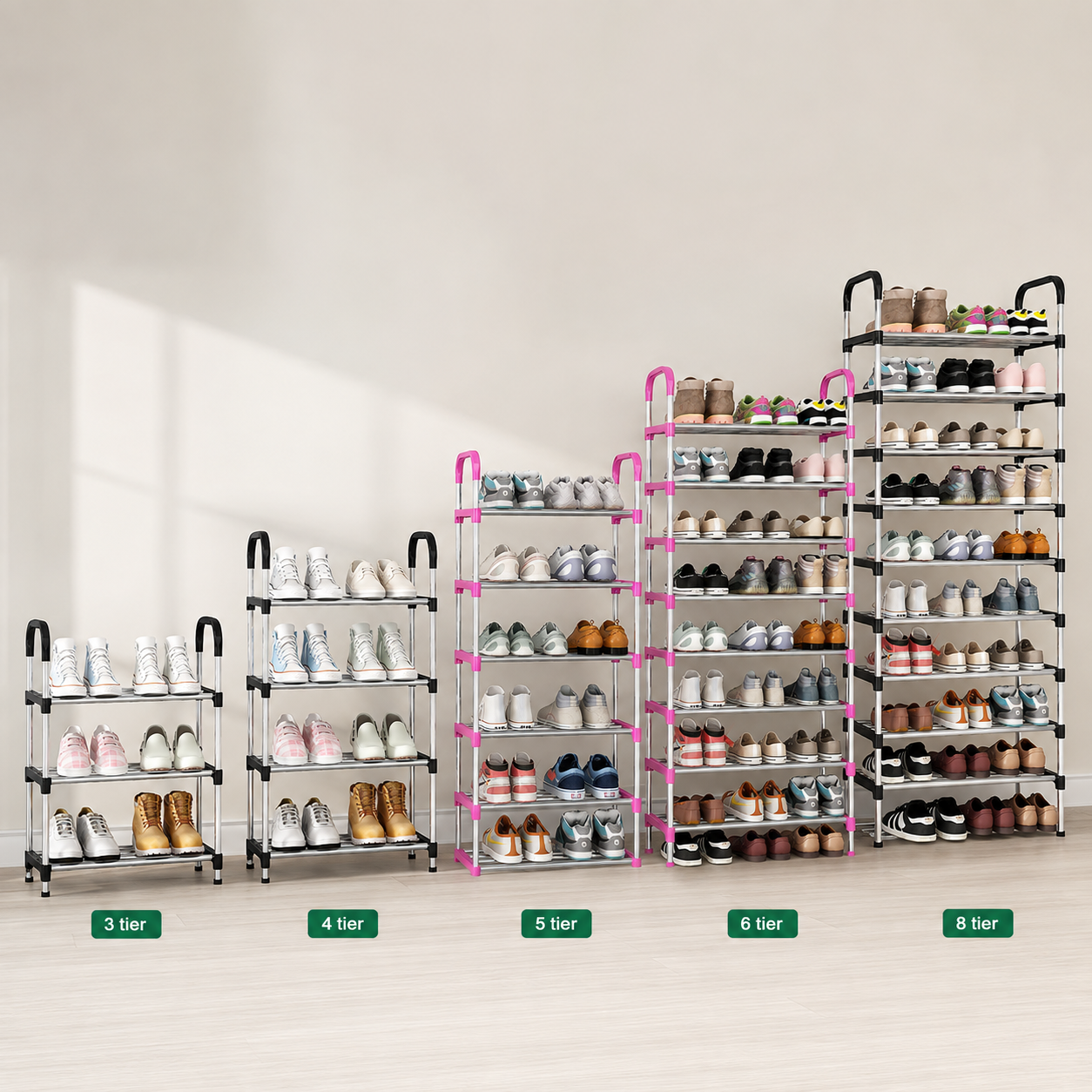 Tragbares 7-Etagen-Schuhregal aus Metall 3
