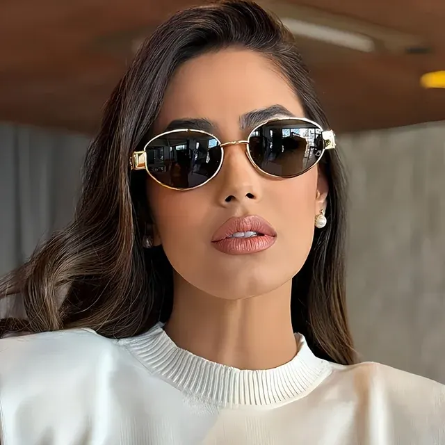 Klassische Ovale Sonnenbrille mit Metallrahmen 4