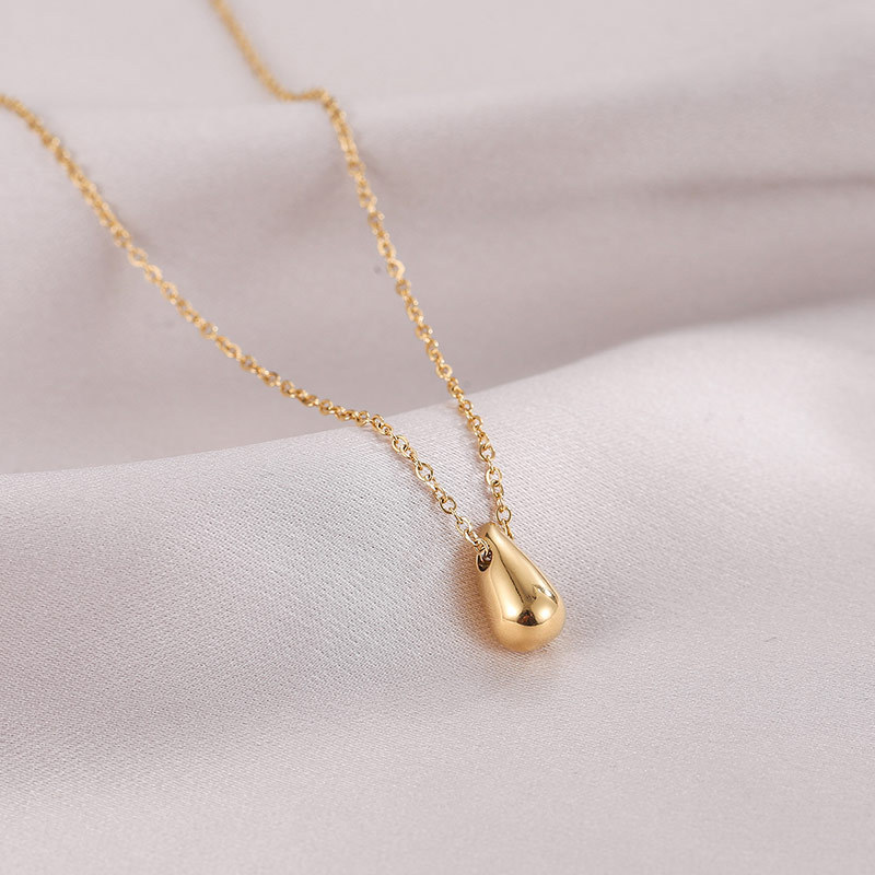 Goldfarbene Tropfen-Choker-Halskette aus Edelstahl 2