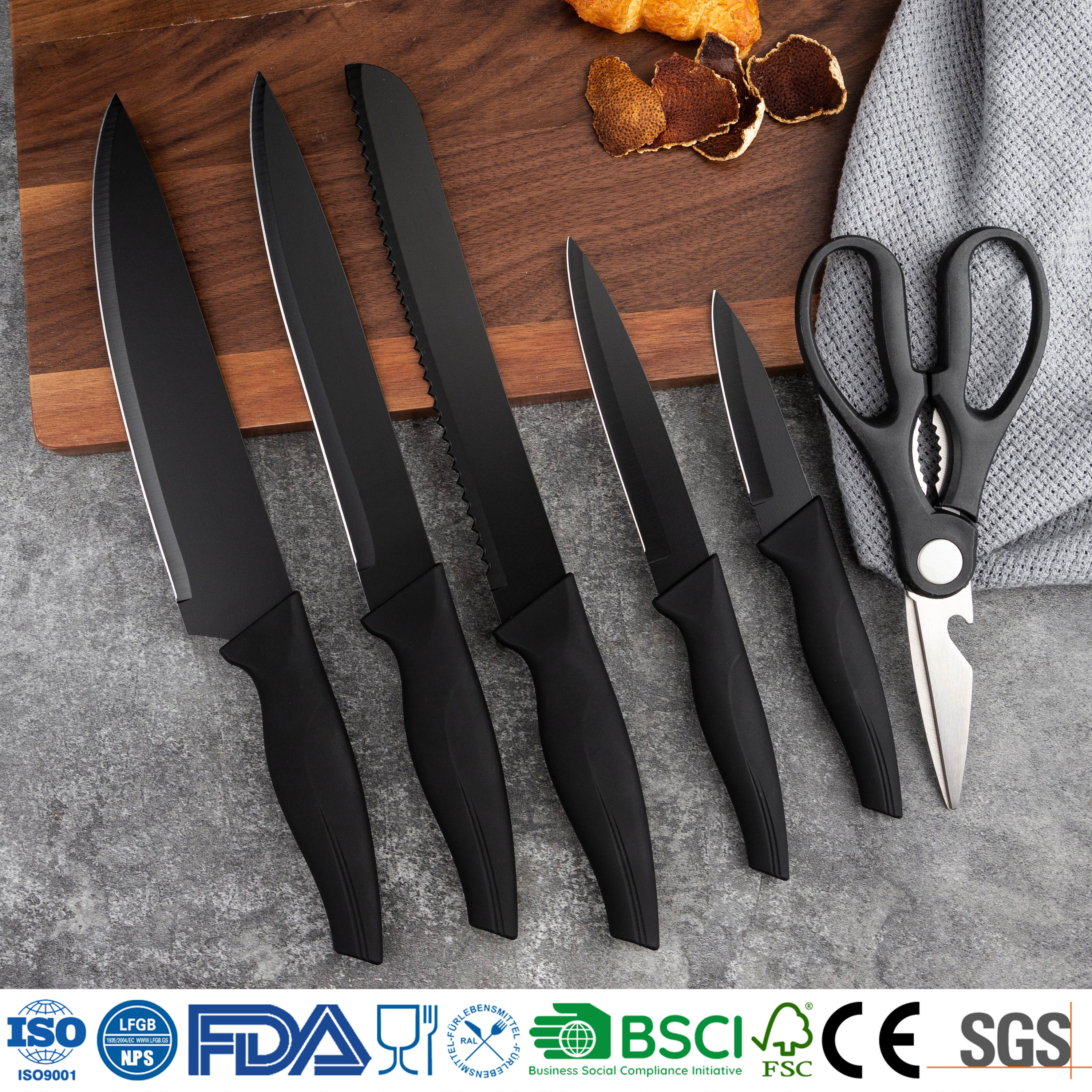 Edelstahl-Kochmesser-Set 6-teilig mit Halter 4