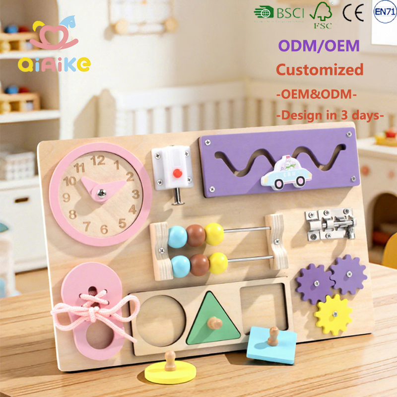 Holz-Busy-Board Montessori-Spielzeug für Kleinkinder